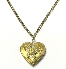 Antique Bronze Colour Metal Heart Photo Locket Pendant Chain Necklace