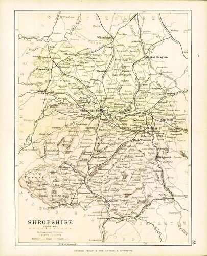 C1883 county shropshire map - county,