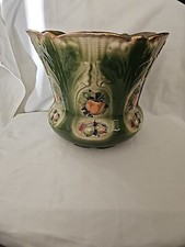 Large Staffordshire Iron Stone Green Fruit Print Planter Plant Pot