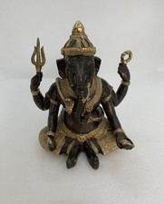Lord Ganesha Elephant Head Statue Metal Bronze/Brass Gilt 12cm 534g Vintage 