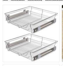 Pull-Out Wire Baskets Kitchen Cabinet Cupboard Storage Silver vidaXL 2pc 60cm