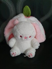 Cute White Bunny Rabbit Soft Toy Turns Into Strawberry - 11"