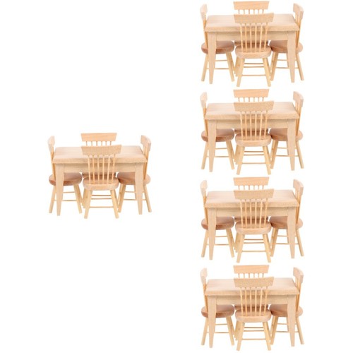 Miniature khaki wooden dining - miniature,