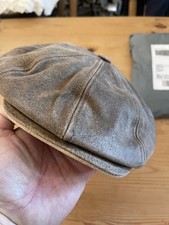 Stetson real leather flat cap