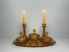 1940's Amber Glass full Dressing table set