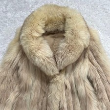 Blue Fox Fur Jacket M Soft Real Fur Beige Ivory Women Elegant High-End Authentic