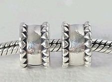 Genuine Pandora Bracelet Charm - Silver Pandora Beveled Clips X2 S925 ALE