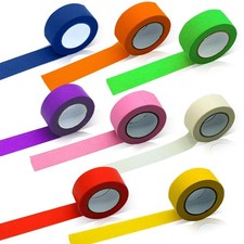 8 Rolls Coloured Masking Tape, 15mm x 13m Rainbow Adhesive Tape Pressure Sensit