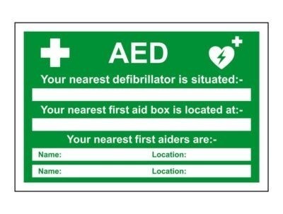 Aed safety sign your nearest - aed,