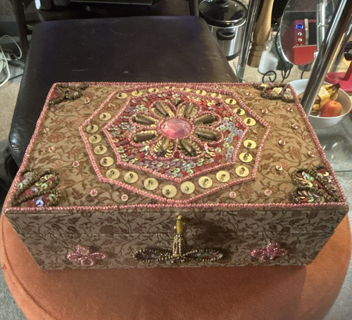 Indian fabric jewellery box - fabric,