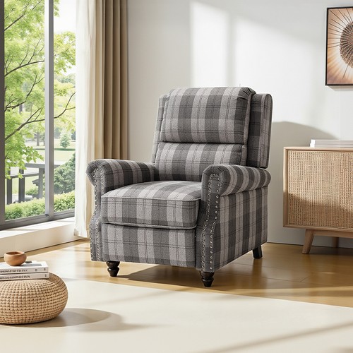 Linen tartan fabric recliner - tartan,