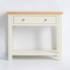 Farrow Cream Console Table Painted Solid Wood Large Oak Hallway Telephone Table