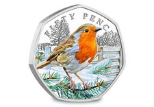 2025 Guernsey Christmas Robin 50p Fifty 50 Pence Colour Coin BU