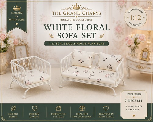 Dolls house white sofa - 1:12,