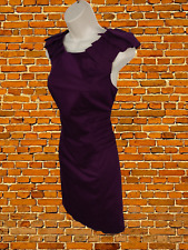 WOMENS WAREHOUSE SIZE UK 14 PURPLE MINI PENCIL TIGHT FIT RUFFLED SHOULDER DRESS