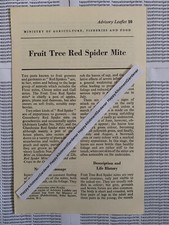 Fruit Tree Red Spider Mite MAFF Advisory Leaflet No. 10 1957