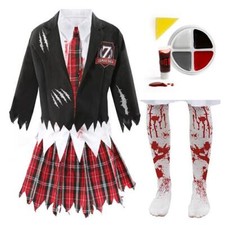 GIRLS HALLOWEEN COSTUME ZOMBIE SCHOOL GIRL HORROR OUTFIT KIDS FANCY DRESS