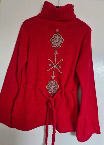 Red turtleneck jumper hippie - turtleneck,