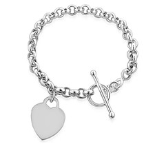 Silver 925 Heart Tag Toggle