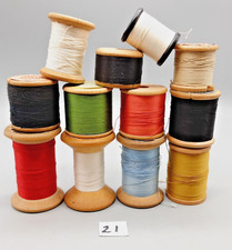 12 Vintage Wooden Cotton Reels