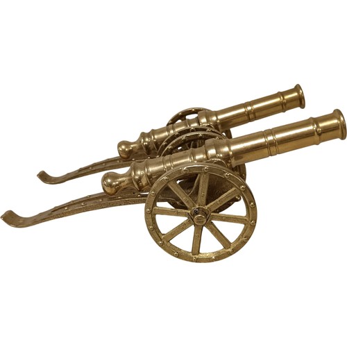 Pair brass cannon models - brass,