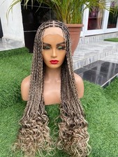 Handmade Mixed Blonde Knotless Braided Wig Full Lace Perfect For Summer