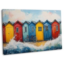 Colourful beach huts canvas - colourful,