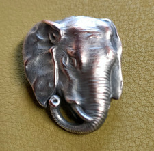 Elephant Head Brooch. Silver
