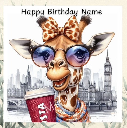 Personalised giraffe greeting - giraffe,