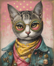8x10 Cat Wearing A Blue Jacket