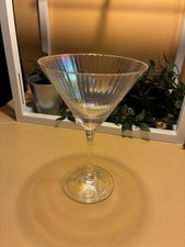 Iridescent Hand Blown Large Martini Glass Goblet Cocktail Barware 