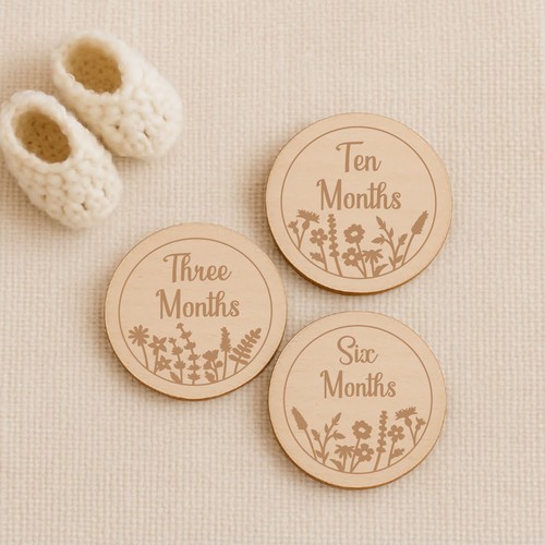Wooden baby milestone disc set - disc,