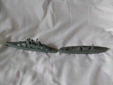 Vintage Chad Valley Metal 891 US Navy Aircraft Carrier & 890 US Navy Battleship