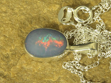 Dark opal pendant necklace 925
