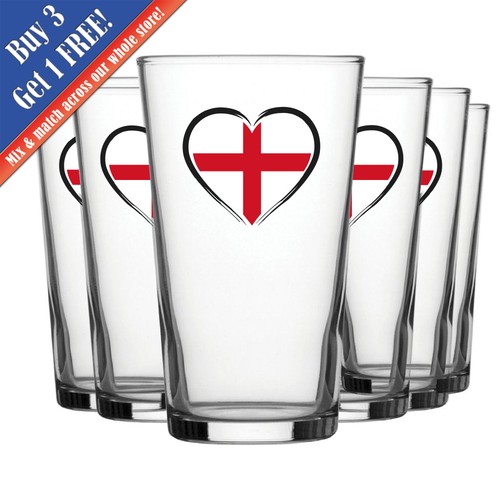 England pint glasses - pint, pack