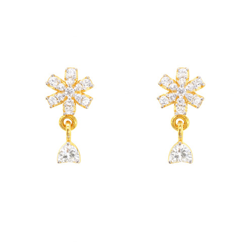 22ct gold cluster floral stud - gold,