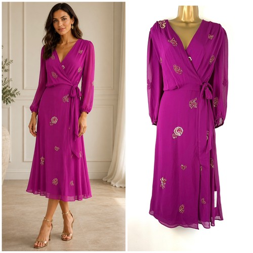 Monsoon wrap dress beaded and - dress,
