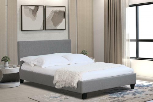 Linen fabric bed dark - fabric, grey