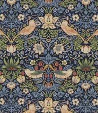 William Morris Fabric 'STRAWBERRY THIEF' 3 METRES INDIGO/MINERAL 100% COTTON