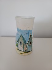 Decoupage Beach Hut Glass Vase