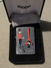 Vintage Zippo-Shag Girl With Cat & Fireplace Flame rite Artist Josh Agle New Box