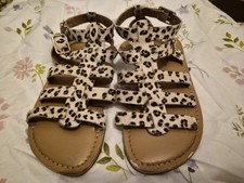 Monsoon Girls Size 1 Sandals EU 33 Soft Leopard Print Strappy Shoes Gladiator