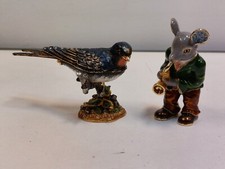 Set of 2  Little Gems Figurines Swallow and Saxophone Mouse
