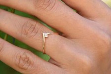 Diamond stacking ring gold ring brilliant stackable ring 0.07ct 14K 585 Yellow gold delicate