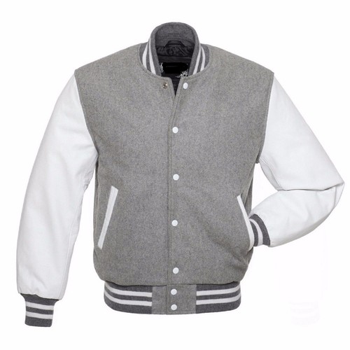 Grey wool real white leather - grey,
