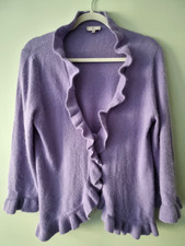 CC Country Casuals Large Lilac Angora Blend Ruffle Frilly Bolero Cardigan