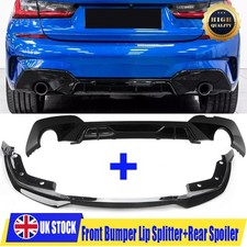 FOR BMW 3 SERIES G20 G21 M PERFORMANCE GLOSS BLACK FRONT SPLITTER REAR DIFFUSER