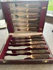 Joseph Rodgers & Sons Ltd Horn Rimmed Cutlery Set With Steak Knives