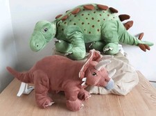 Ikea Jattelik 2 X Plush Dinosaurs Triceratops Stegosaurus Big Soft Toy Bundle 