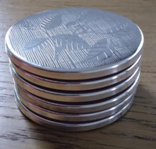 Fabulous Vintage Silver Plated Floral Etched Coaster Set x 6 (No holder) VGC